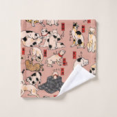 Japanische Katzen Ukiyo-e Funny kitty Badhandtuch Set (Waschlappen)