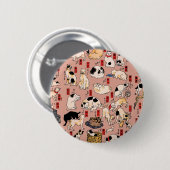 Japanische Katzen Ukiyo-e Funny kitty Button (Vorne & Hinten)