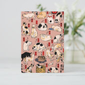 Japanische Katzen Ukiyo-e Funny kitty Dankeskarte (Stehend Vorderseite)