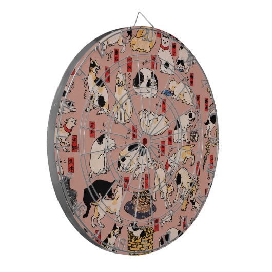 Japanische Katzen Ukiyo-e Funny kitty Dartscheibe (Vorderseite Links)