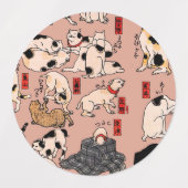 Japanische Katzen Ukiyo-e Funny kitty Etiketten (Design 2)