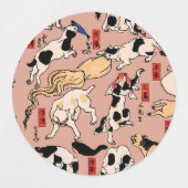 Japanische Katzen Ukiyo-e Funny kitty Etiketten (Design 1)