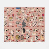 Japanische Katzen Ukiyo-e Funny kitty Fleecedecke (Vorderseite (Horizontal))