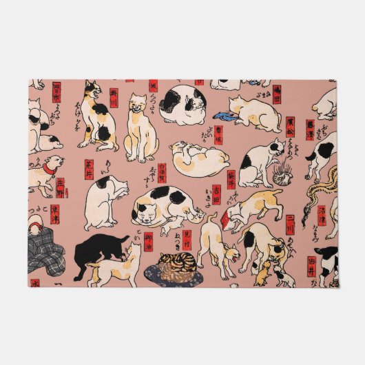 Japanische Katzen Ukiyo-e Funny kitty Fußmatte (Vorderseite)