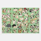 Japanische Katzen Ukiyo-e Funny kitty Geschenkpapier Set (Vorderseite 3)