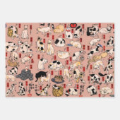 Japanische Katzen Ukiyo-e Funny kitty Geschenkpapier Set (Vorderseite)