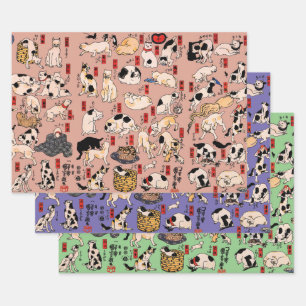 Japanische Katzen Ukiyo-e Funny kitty Geschenkpapier Set
