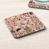 Japanische Katzen Ukiyo-e Funny kitty Getränkeuntersetzer (Linke Seite)