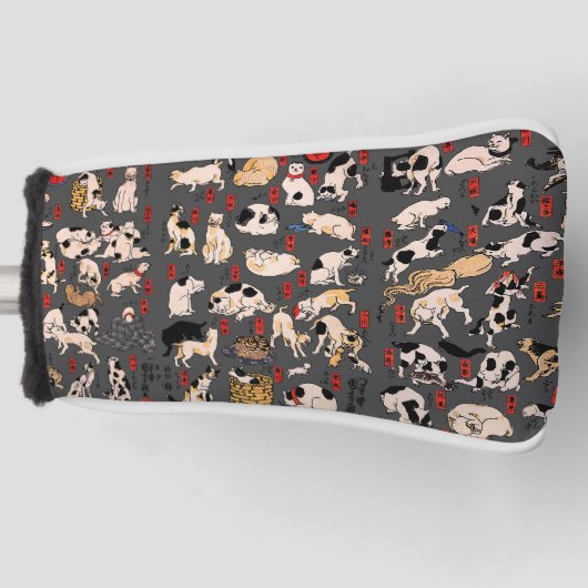 Japanische Katzen Ukiyo-e Funny kitty Golf Headcover (Vorderseite)