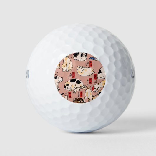 Japanische Katzen Ukiyo-e Funny kitty Golfball (Vorderseite)