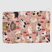 Japanische Katzen Ukiyo-e Funny kitty Golfhandtuch (Horizontal)
