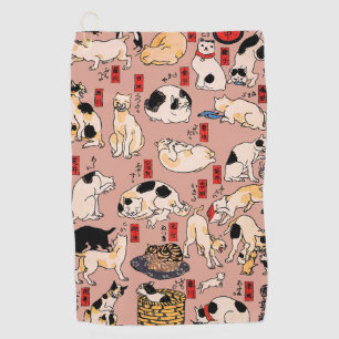 Japanische Katzen Ukiyo-e Funny kitty Golfhandtuch