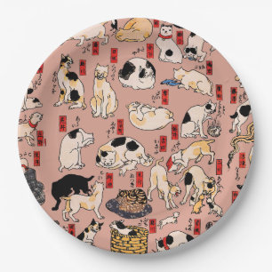 Japanische Katzen Ukiyo-e Funny kitty Pappteller
