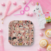 Japanische Katzen Ukiyo-e Funny kitty Pappteller (Party)