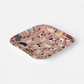 Japanische Katzen Ukiyo-e Funny kitty Pappteller (Gewinkelt)