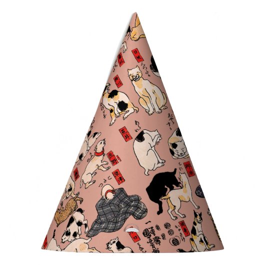 Japanische Katzen Ukiyo-e Funny kitty Partyhütchen (Links)