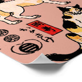 Japanische Katzen Ukiyo-e Funny kitty Poster (Ecke)
