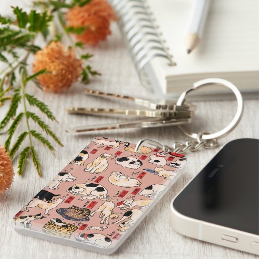 Japanische Katzen Ukiyo-e Funny kitty Schlüsselanhänger (Vorderseite rechts)