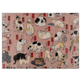 Japanische Katzen Ukiyo-e Funny kitty Schneidebrett (Vorderseite)