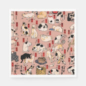 Japanische Katzen Ukiyo-e Funny kitty Serviette (Vorderseite)