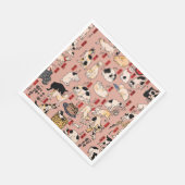Japanische Katzen Ukiyo-e Funny kitty Serviette (Ecke)