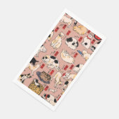 Japanische Katzen Ukiyo-e Funny kitty Serviette (Ecke)