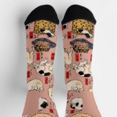 Japanische Katzen Ukiyo-e Funny kitty Socken (Oben)