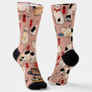 Japanische Katzen Ukiyo-e Funny kitty Socken