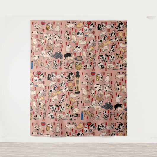 Japanische Katzen Ukiyo-e Funny kitty Wandteppich (Vorderseite)