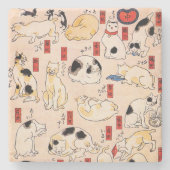 Japanische Katzen von Utagawa Kuniyoshi Steinuntersetzer (Vorderseite)