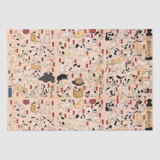 Japanische Katzen von Utagawa Kuniyoshi Tissue Pap Seidenpapier (Vorderseite)