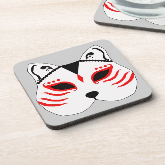 Japanische Katzenmaske Untersetzer (Linke Seite)