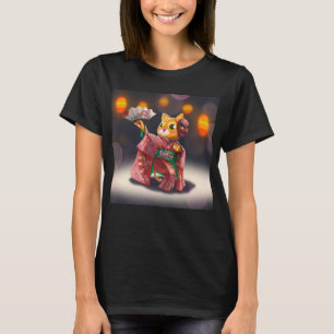 Japanische Katzentänzerin in traditionellen Kostüm T-Shirt