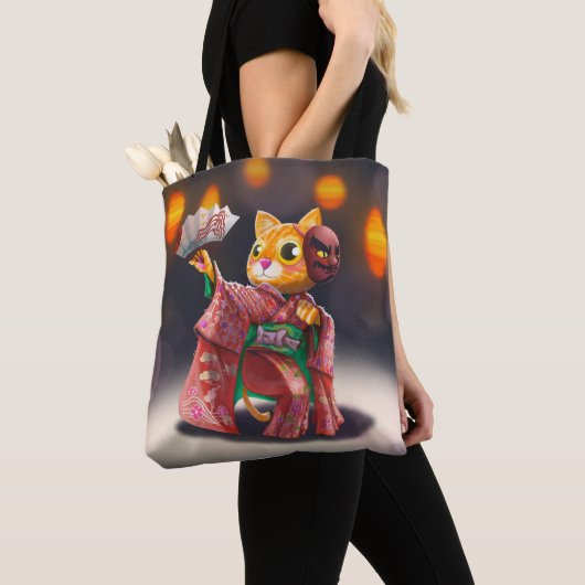 Japanische Katzentänzerin in traditionellen Kostüm Tasche (Von Nahem)