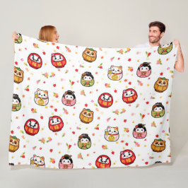 Japanische Kawaii Daruma Kokeshi Puppen Fleecedecke