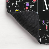Japanische Kawaii Doodles auf Schwarzen Monogramm- Mousepad (Ecke)