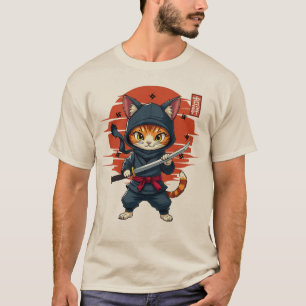 Japanische Kawaii-Ninja-Katze, Ninja-Katze mit ein T-Shirt