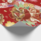 Japanische Kimono Design Niedliche farbenfrohe Blu Geschenkpapier (Ecke)