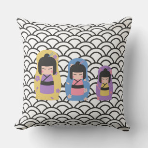 Japanische Kimono Dolls Square Cushion Kissen