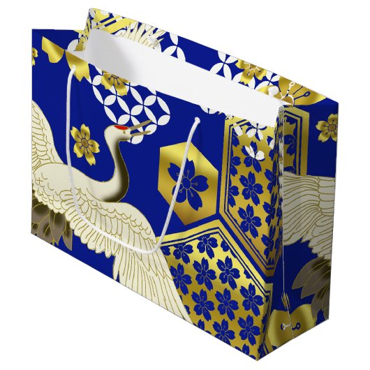 Japanische Kimono Fabric stilisiert Geschenktasche Große Geschenktüte (Vorderseite Schrägansicht)