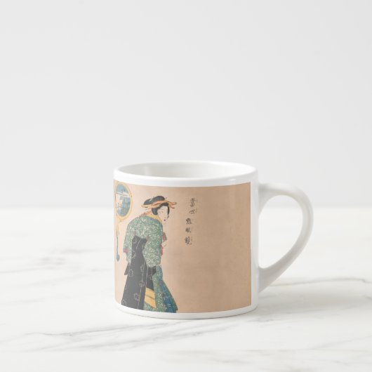 Japanische Kimono Frau: Ukiyo-e Woodblock Print Espressotasse (Rechts)