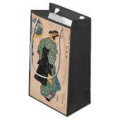 Japanische Kimono Frau: Ukiyo-e Woodblock Print Kleine Geschenktüte (Rückseite Schrägansicht)