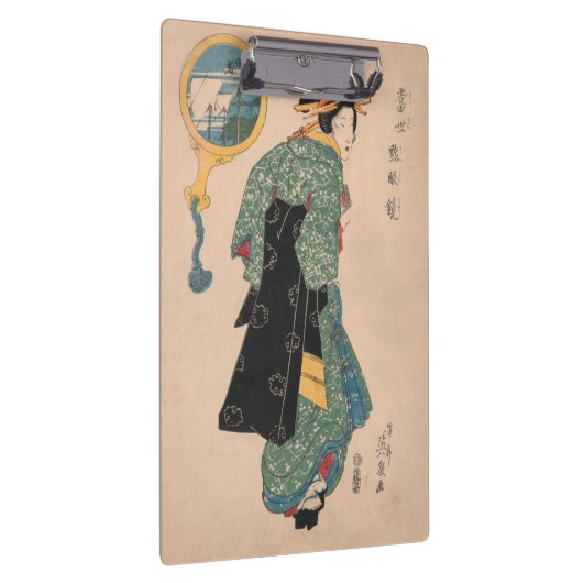 Japanische Kimono Frau: Ukiyo-e Woodblock Print Klemmbrett (Rechts)