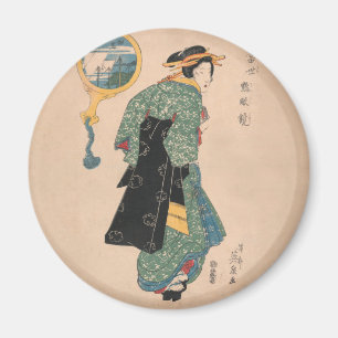 Japanische Kimono Frau: Ukiyo-e Woodblock Print Magnet