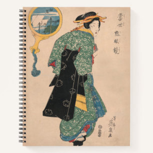 Japanische Kimono Frau: Ukiyo-e Woodblock Print Notizblock