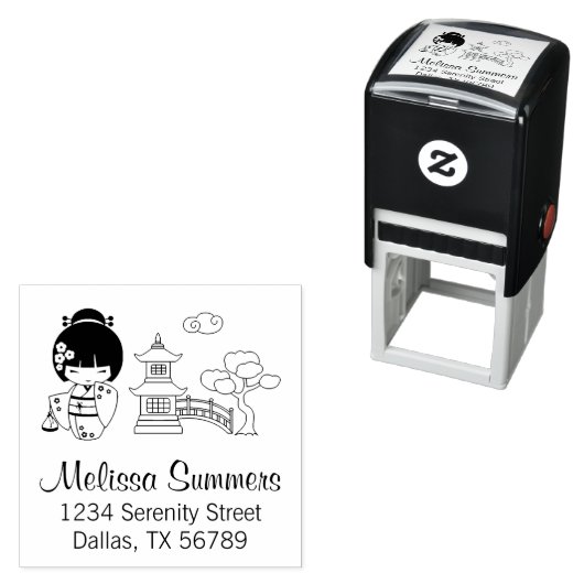 Japanische Kimono Girl-Adresse Permastempel (Beispiel)