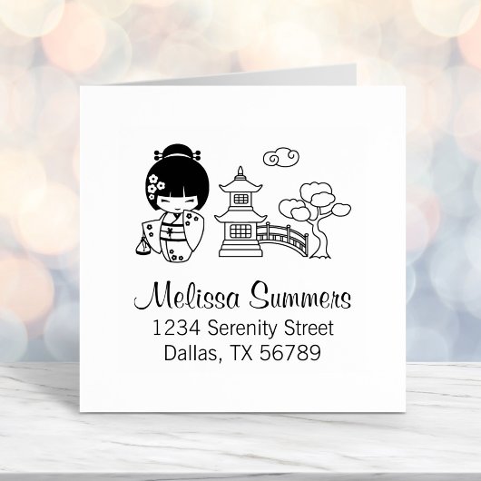 Japanische Kimono Girl-Adresse Permastempel