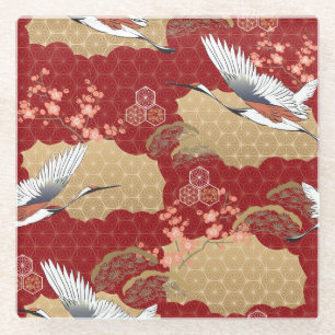 Japanische Kimono-Kirschblüten Glasuntersetzer