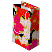 Japanische Kimonomuster Geschenktasche KIRSCHBLÜTE Kleine Geschenktüte (Rückseite Schrägansicht)