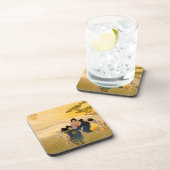 Japanische Kinder, die Drachen fliegen - Bertha Lu Getränkeuntersetzer (Rechte Seite)